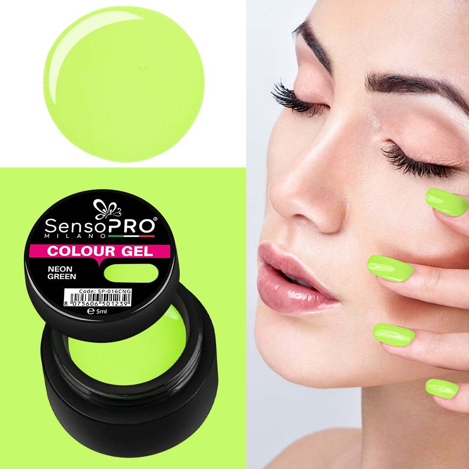 Gel UV Colorat Neon Green 5ml, SensoPRO Milano - 3 | YEO