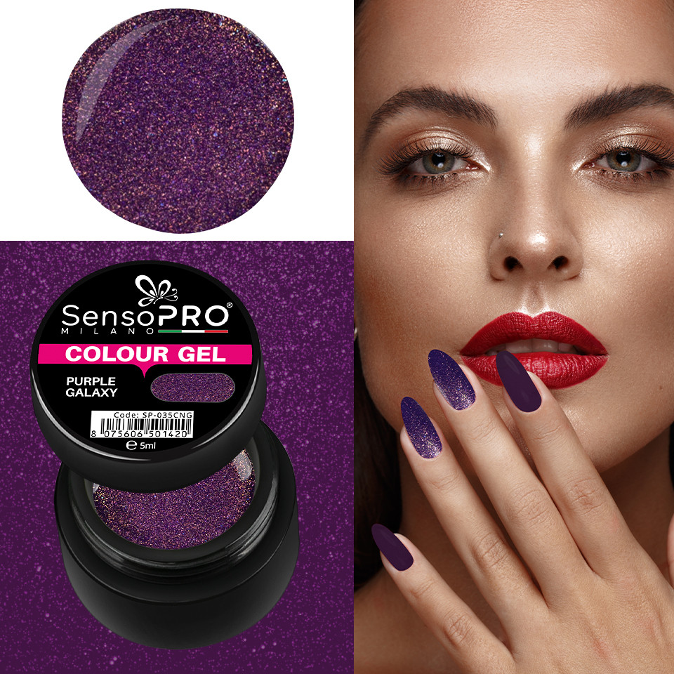 Gel UV Colorat Purple Galaxy 5ml, SensoPRO Milano - 3 | YEO