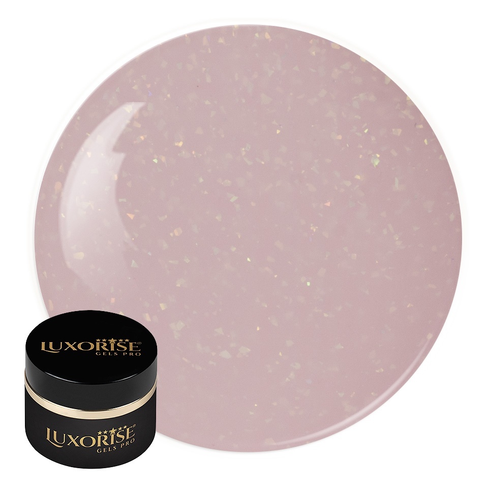 Gel UV Constructie Unghii RevoFlex LUXORISE 15ml, Cappuccino Twinkle