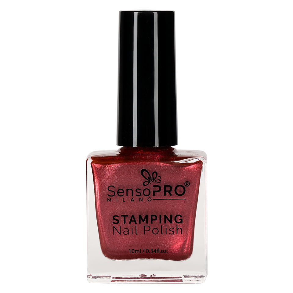 Lac de Unghii pentru Stampila, SensoPRO Milano, Metallic Red 10ml