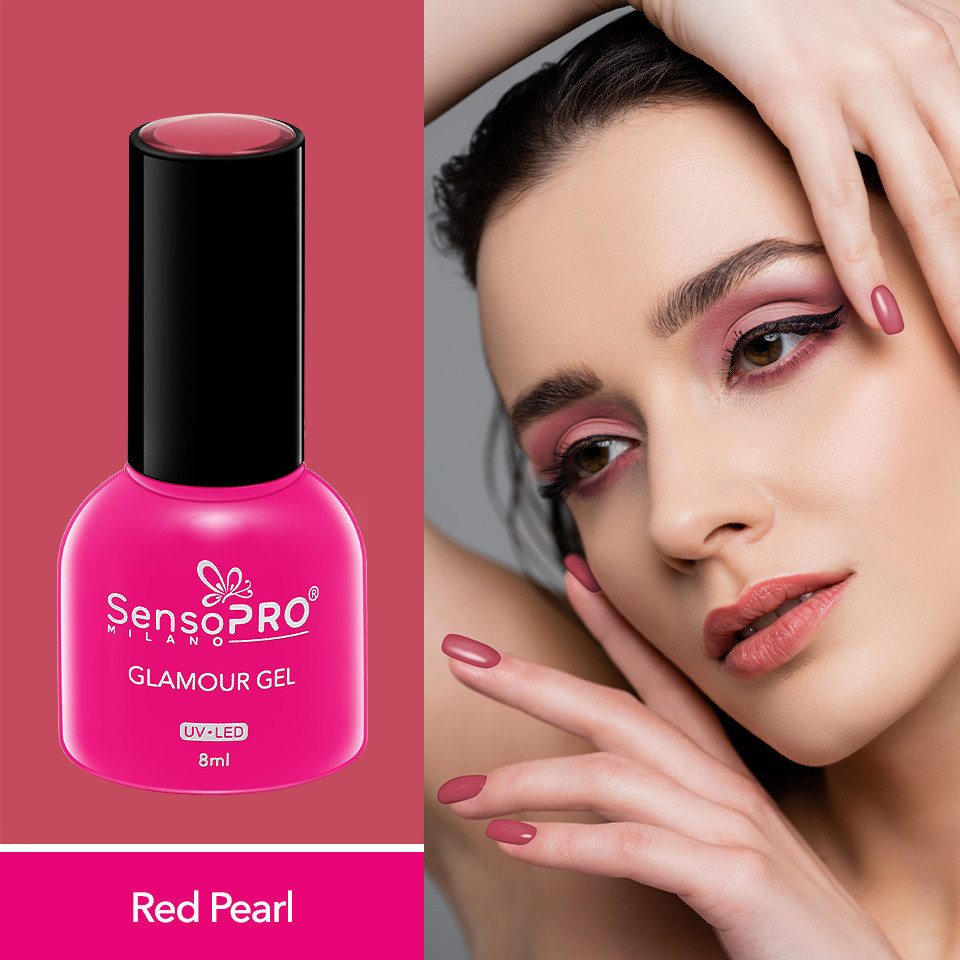 Oja Semipermanenta Glamour Gel SensoPRO Milano 8ml, Red Pearl #07 - 1 | YEO