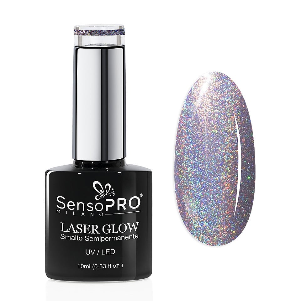 Oja Semipermanenta Holografica Laser Glow SensoPRO Milano 10ml, Galaxy Vibe #05 - 2 | YEO