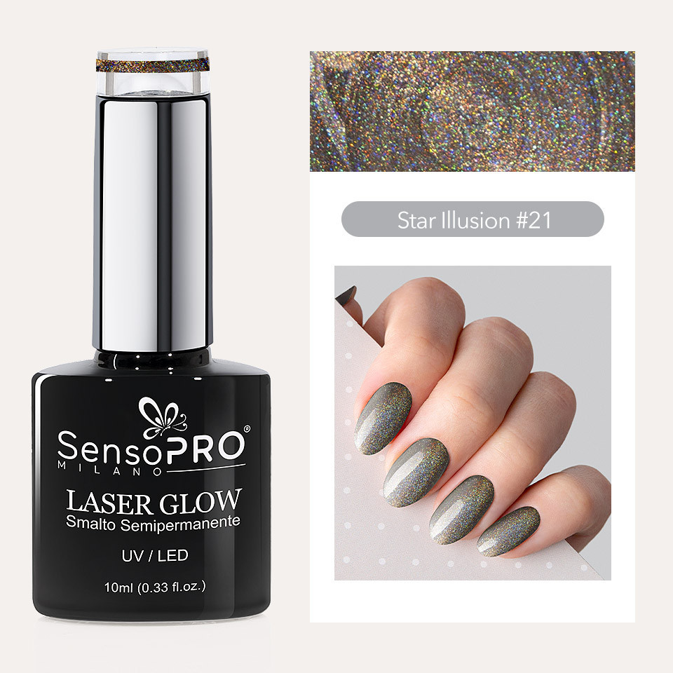 Oja Semipermanenta Holografica Laser Glow SensoPRO Milano 10ml, Star Illusion #21 - 1 | YEO