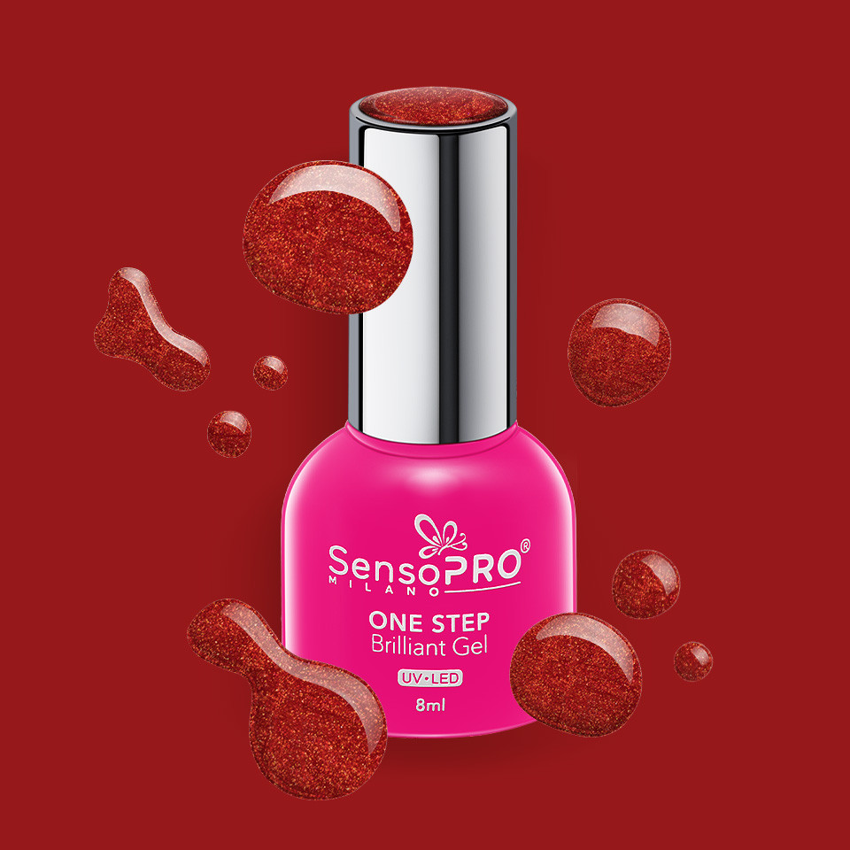 Oja Semipermanenta One Step Brilliant Gel SensoPRO Milano 8ml, Flaming Red #77 - 1 | YEO