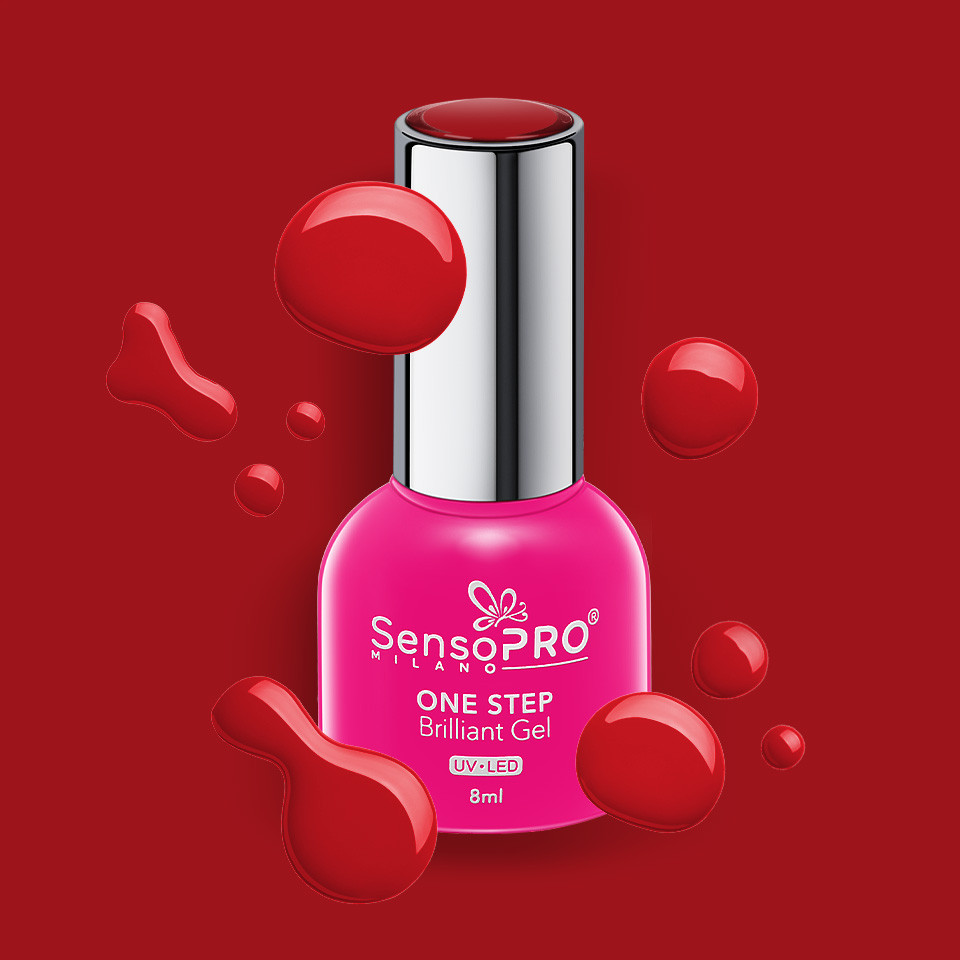 Oja Semipermanenta One Step Brilliant Gel SensoPRO Milano 8ml, Red Sangria #07 - 1 | YEO