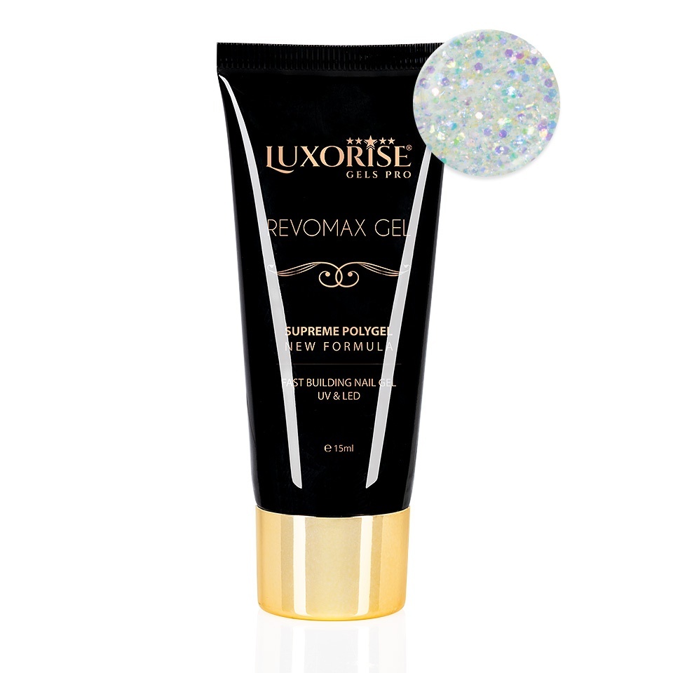 Polygel REVOMAX GEL LUXORISE Lime Glitter, 15ml