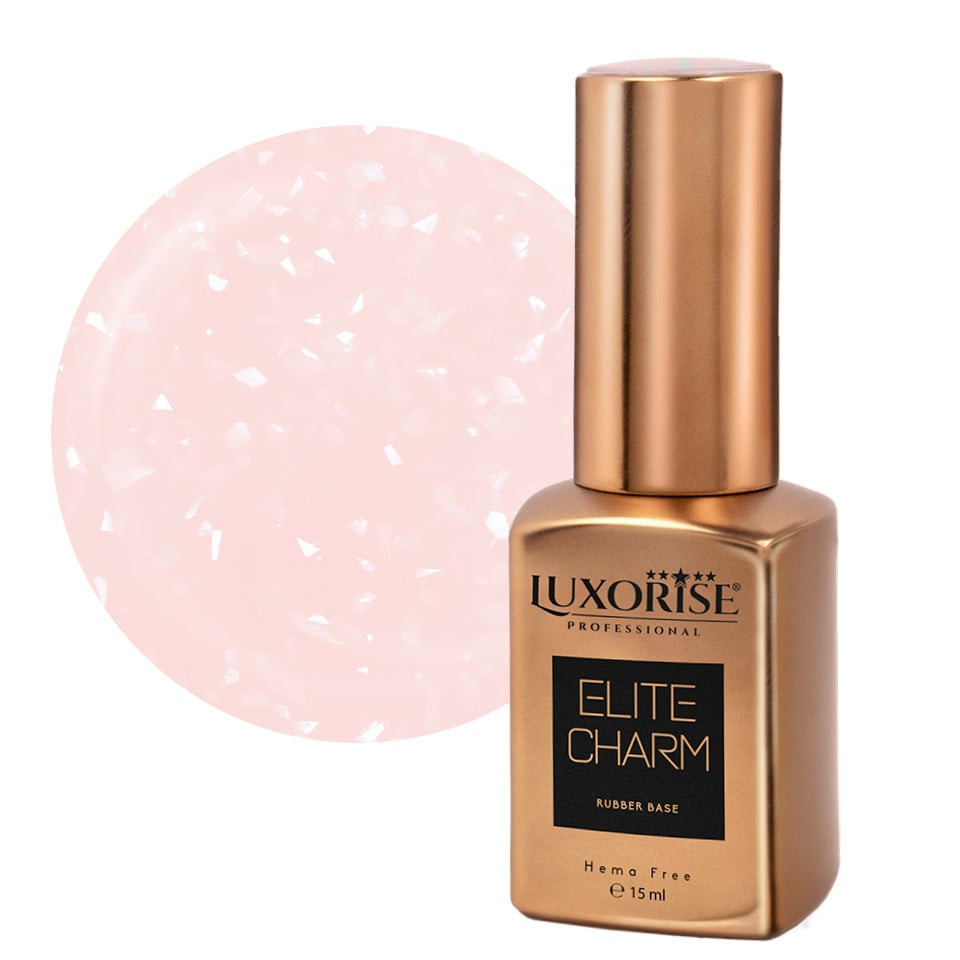 Rubber Base Hema Free LUXORISE ELITE CHARM - Salmon Sparkle 15ml