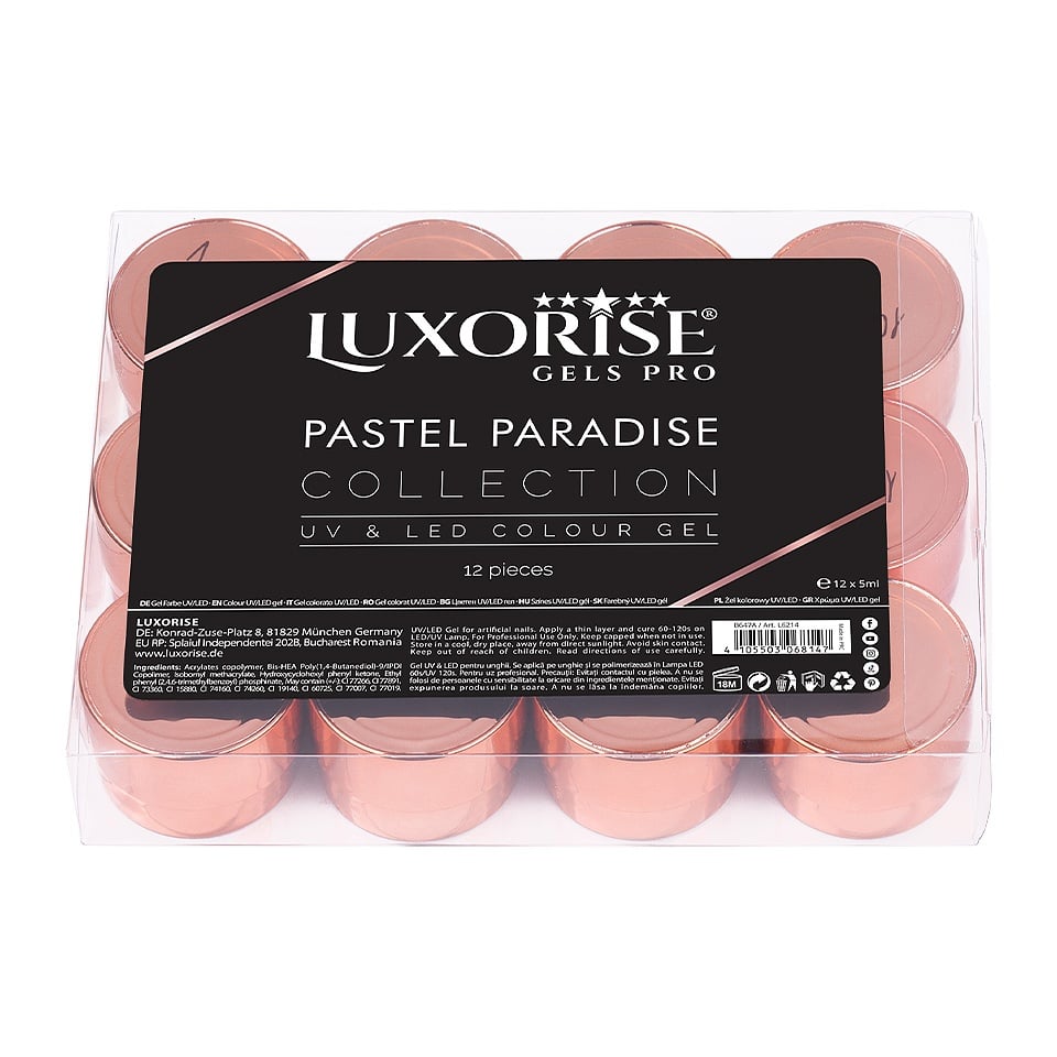 Set 12 Geluri UV Colorate LUXORISE, Pastel Paradise - 2 | YEO