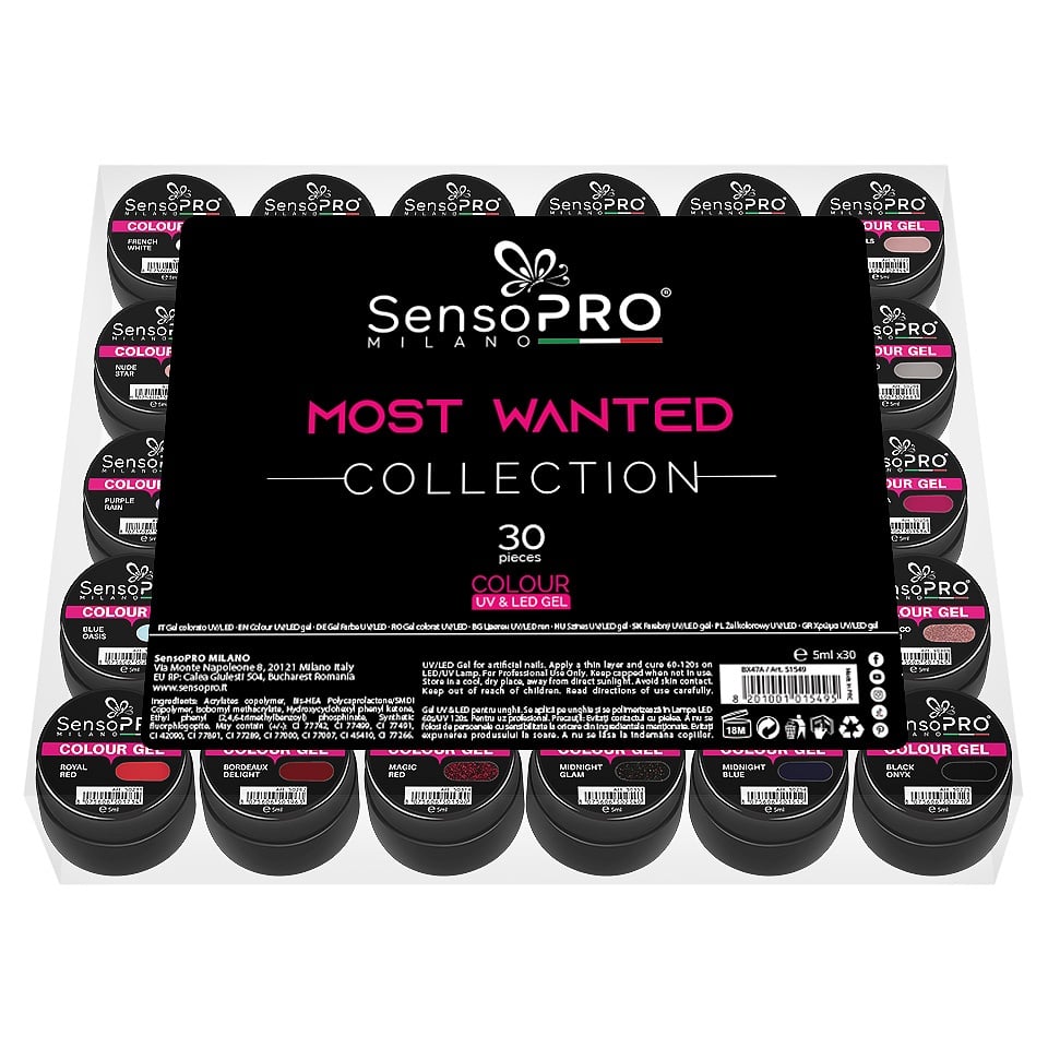 Set 30 Geluri UV Colorate Most Wanted Collection, SensoPRO Milano - 3 | YEO