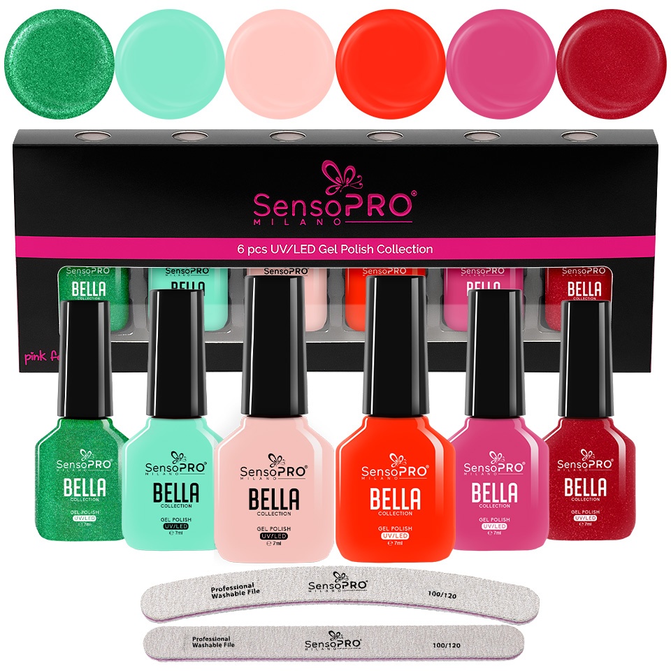 Set 6 Oje Semipermanente BELLA SensoPRO Milano, Glossy Fantasy