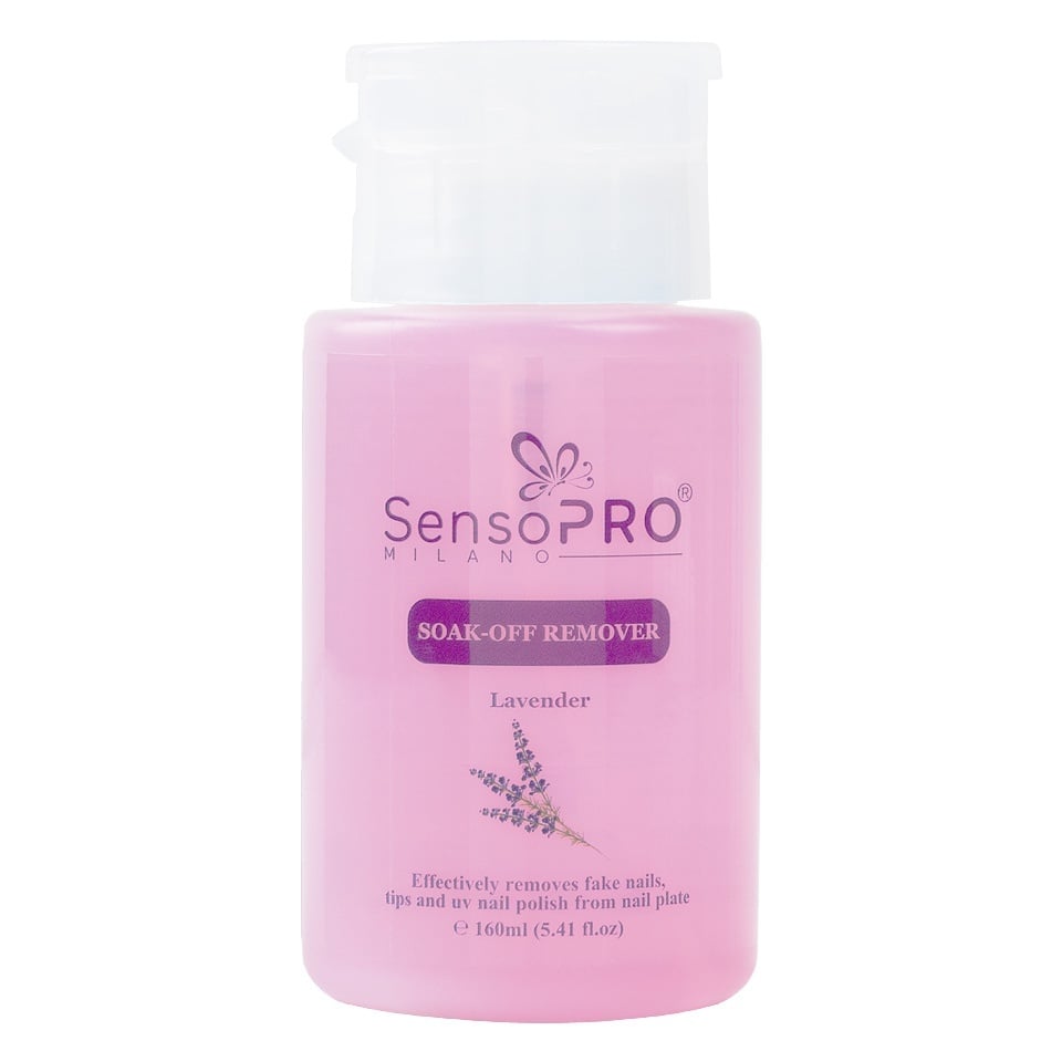 Soak Off Remover SensoPRO Milano Lavender - Indepartare gel, oja semipermanenta, tipsuri, 160 ml - 1 | YEO
