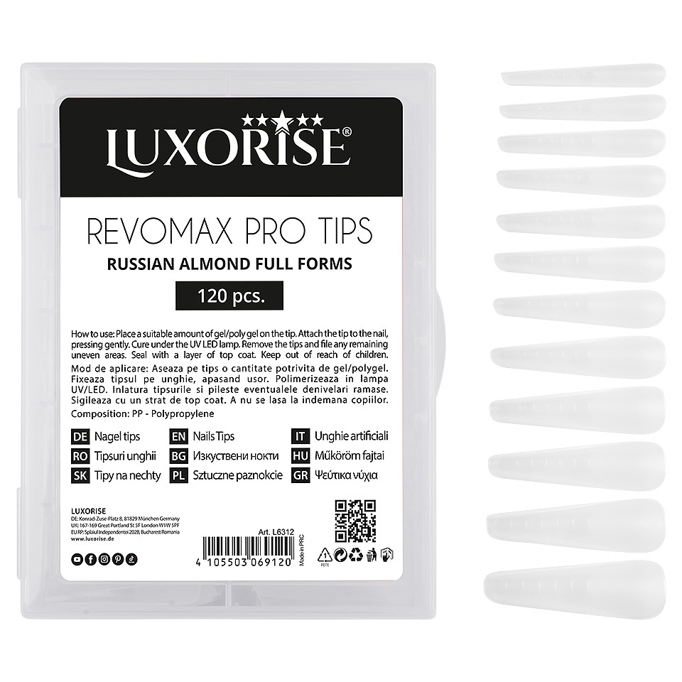 Tipsuri Reutilizabile REVOMAX PRO TIPS LUXORISE Russian Almond pentru Polygel si gel, 120 buc - 3 | YEO