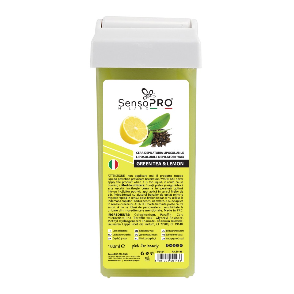 Ceara Epilat Unica Folosinta SensoPRO Milano, Rezerva Green Tea si Lemon 100 ml