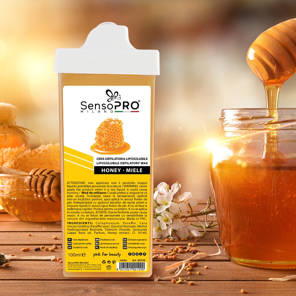 Ceara Epilat Unica Folosinta SensoPRO Milano, Rezerva Honey 100 ml, Aplicator Ingust - 1 | YEO