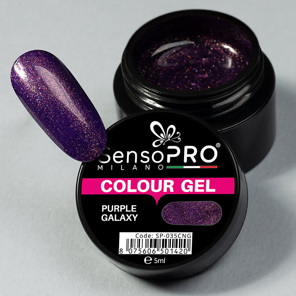 Gel UV Colorat Purple Galaxy 5ml, SensoPRO Milano - 2 | YEO