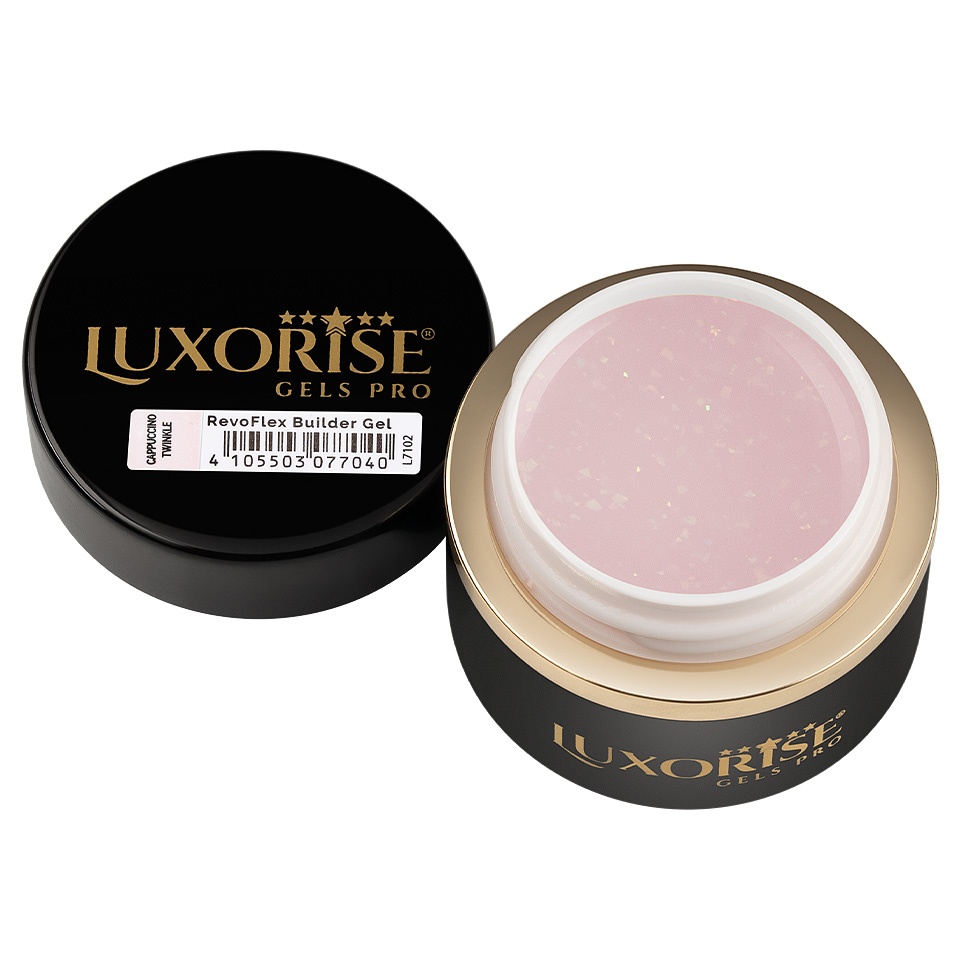 Gel UV Constructie Unghii RevoFlex LUXORISE 15ml, Cappuccino Twinkle - 1 | YEO