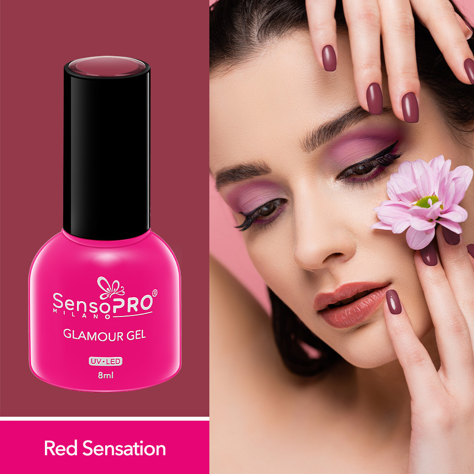 Oja Semipermanenta Glamour Gel SensoPRO Milano 8ml, Red Sensation #08 - 1 | YEO