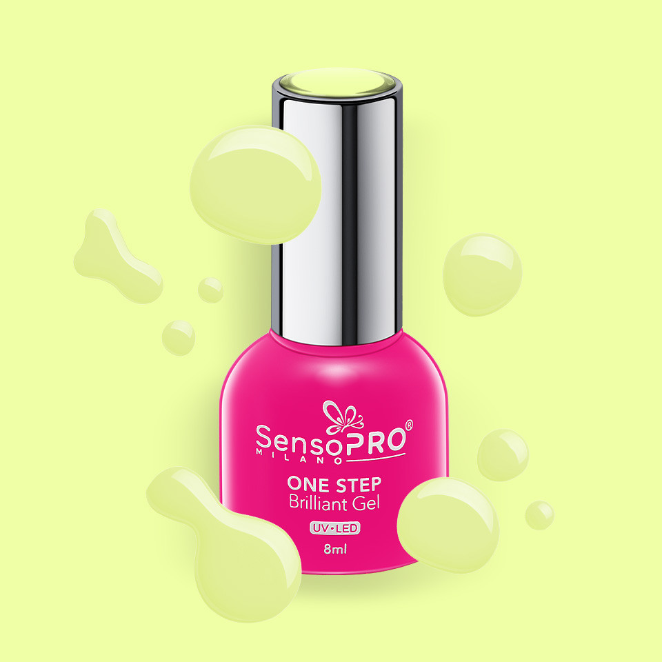 Oja Semipermanenta One Step Brilliant Gel SensoPRO Milano 8ml, Lemon Sorbet #48 - 1 | YEO