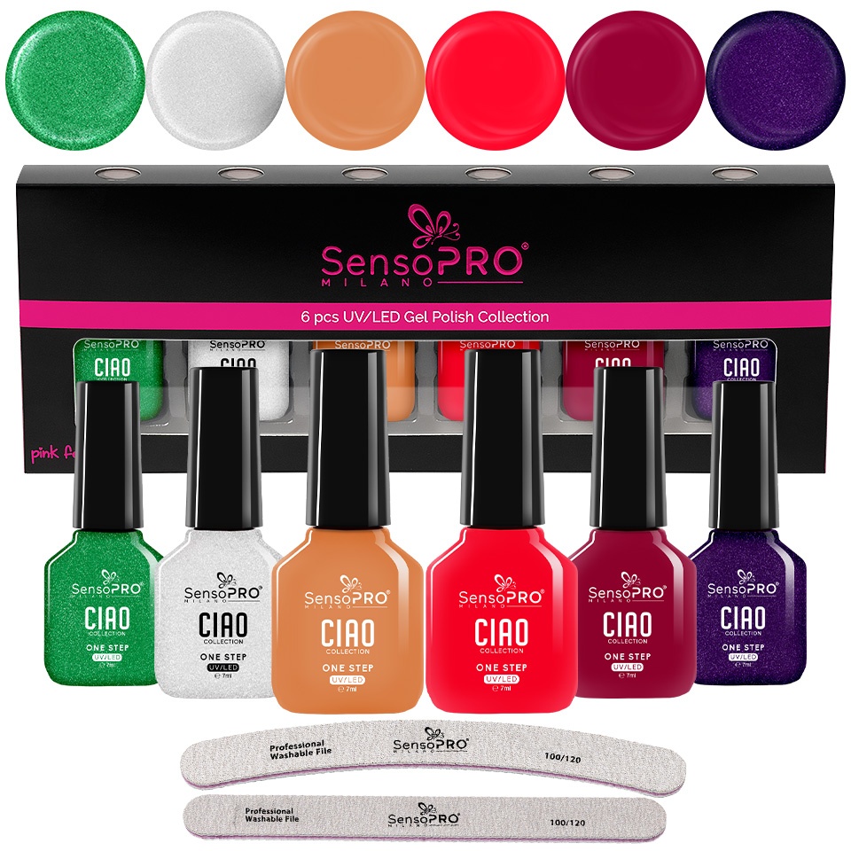 Set 6 Oje Semipermanente CIAO One Step 7ml SensoPRO Milano, Chic Nails