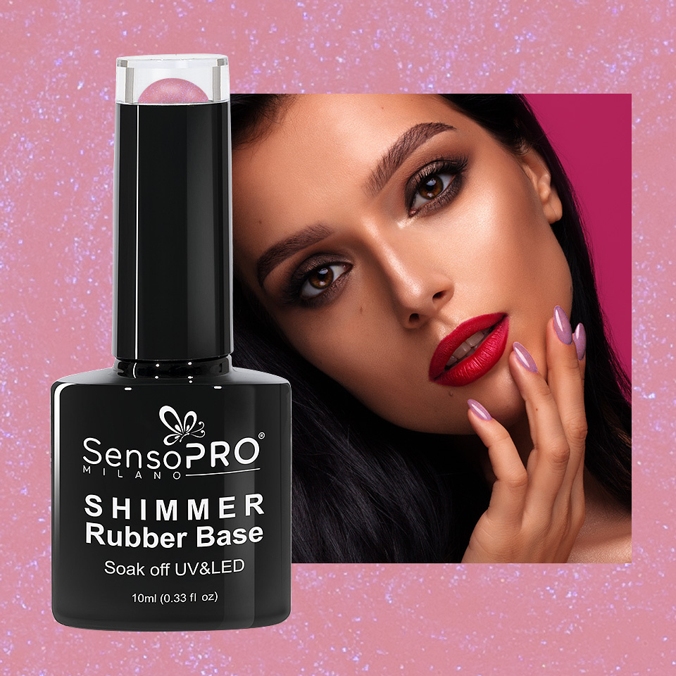 Shimmer Rubber Base SensoPRO Milano - #14 Musical Rose Shimmer Blue, 10ml - 1 | YEO