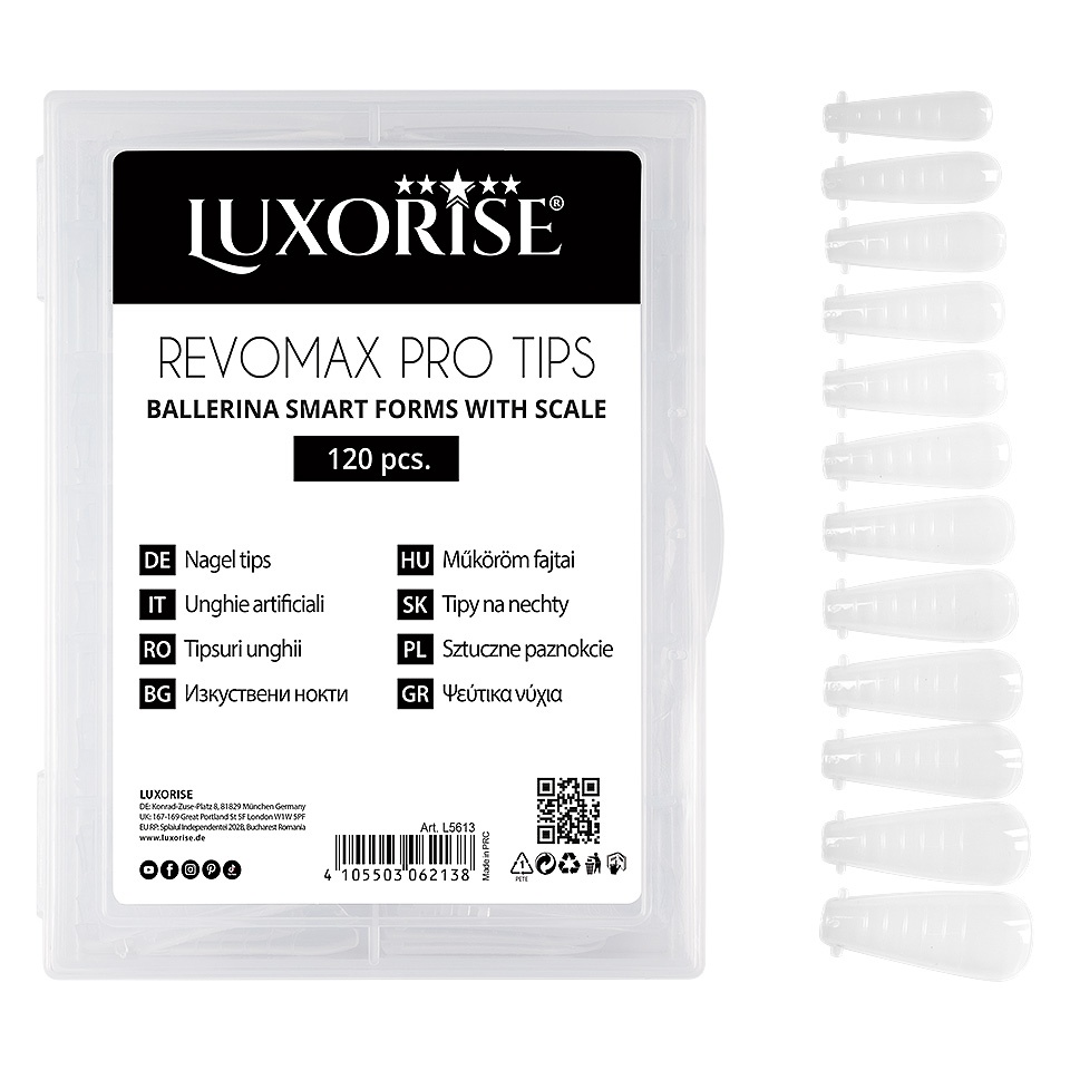 Tipsuri Reutilizabile Polygel & Gel REVOMAX PRO TIPS LUXORISE Ballerina, 120 buc - 2 | YEO