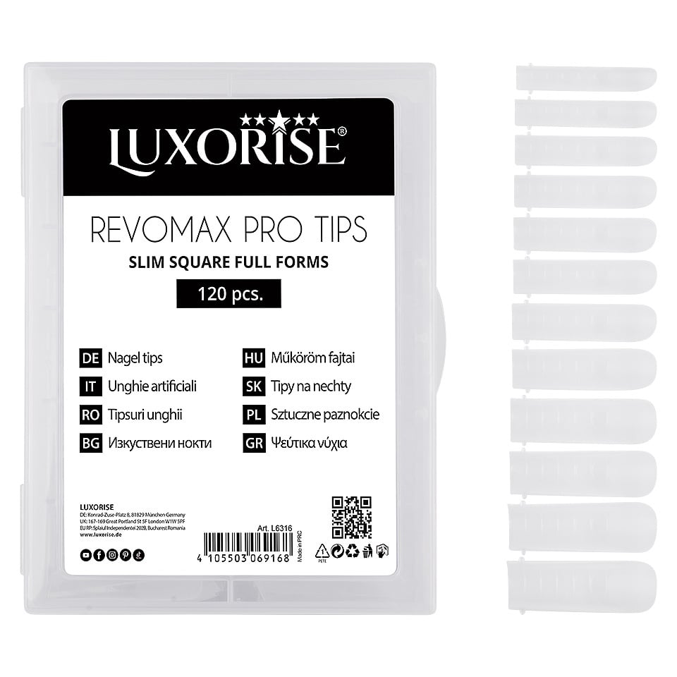 Tipsuri Reutilizabile REVOMAX PRO TIPS LUXORISE Slim Square - Full Forms pentru Polygel si gel, 120 buc - 3 | YEO