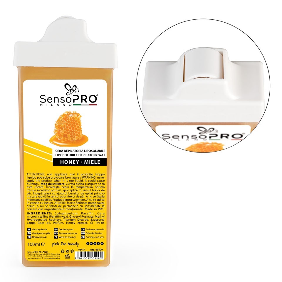 Ceara Epilat Unica Folosinta SensoPRO Milano, Rezerva Honey 100 ml, Aplicator Ingust - 1 | YEO