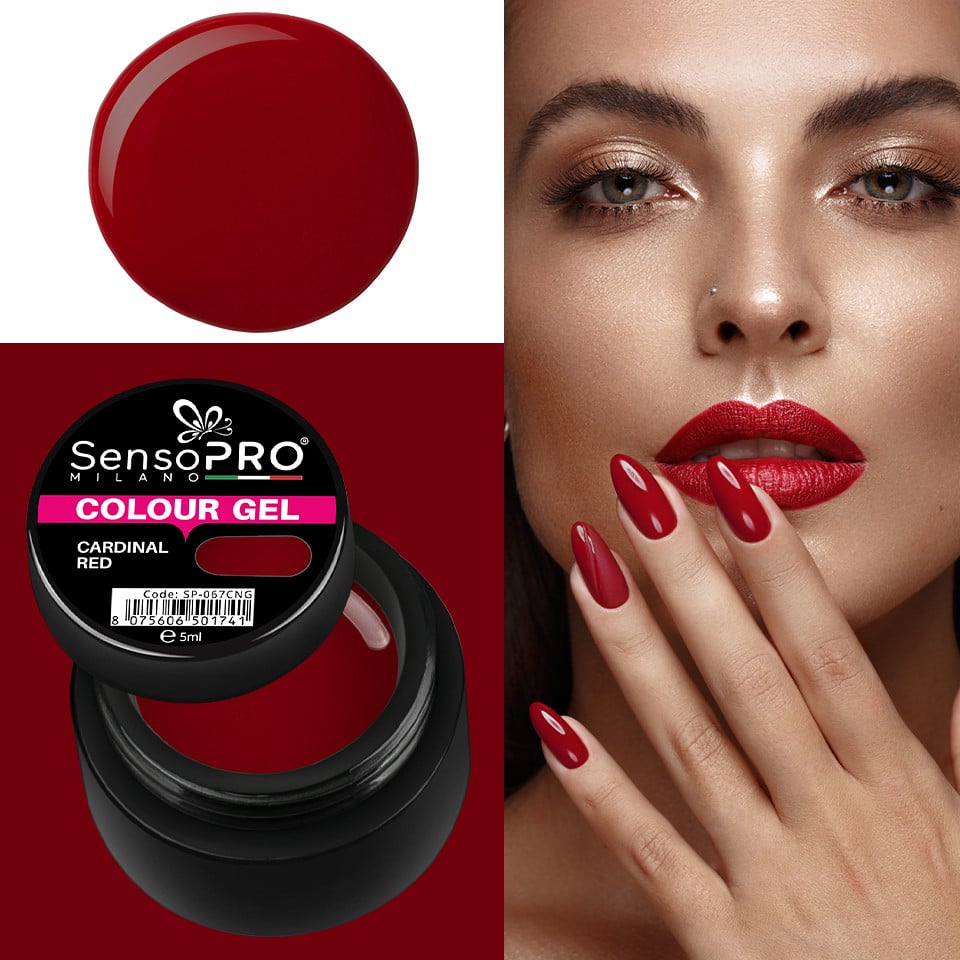 Gel UV Colorat Cardinal Red 5ml, SensoPRO Milano - 3 | YEO