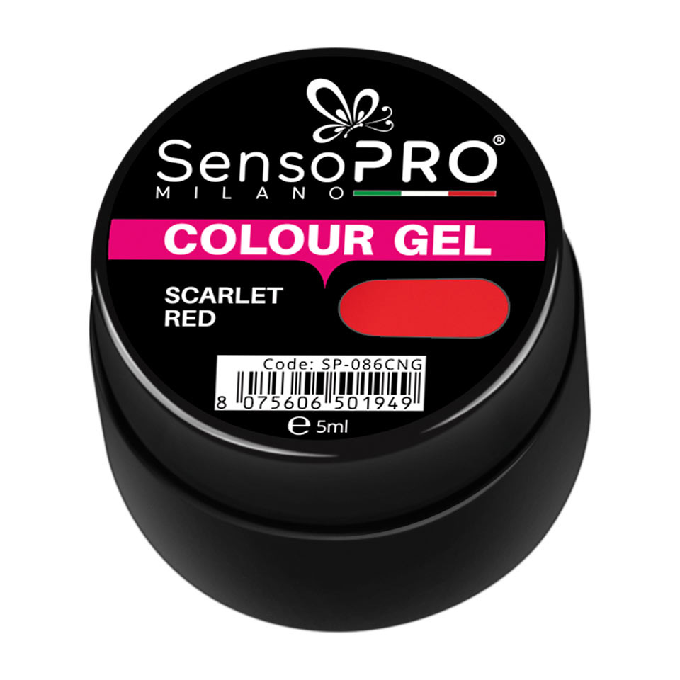 Gel UV Colorat Scarlet Red 5ml, SensoPRO Milano - 1 | YEO