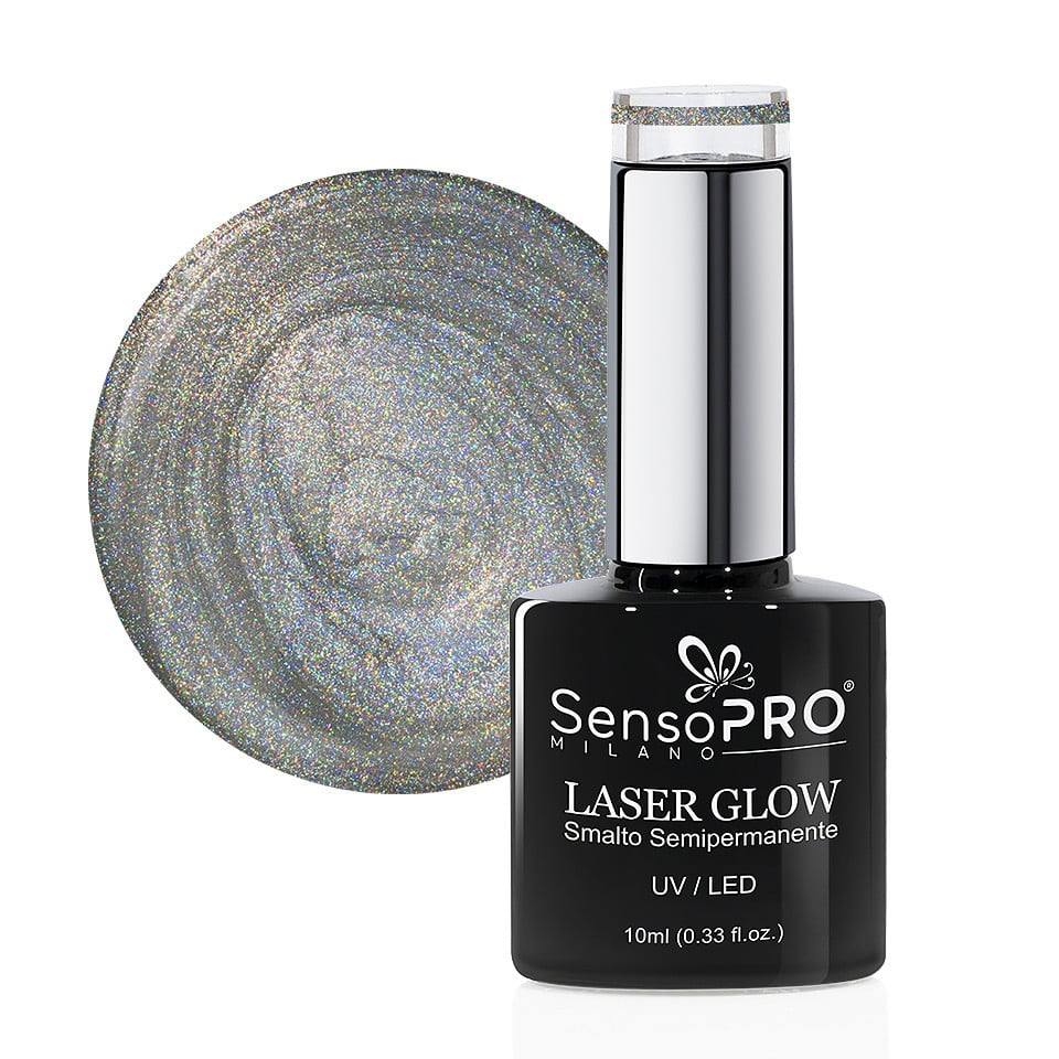 Oja Semipermanenta Holografica Laser Glow SensoPRO Milano 10ml, Aurora Glam #01