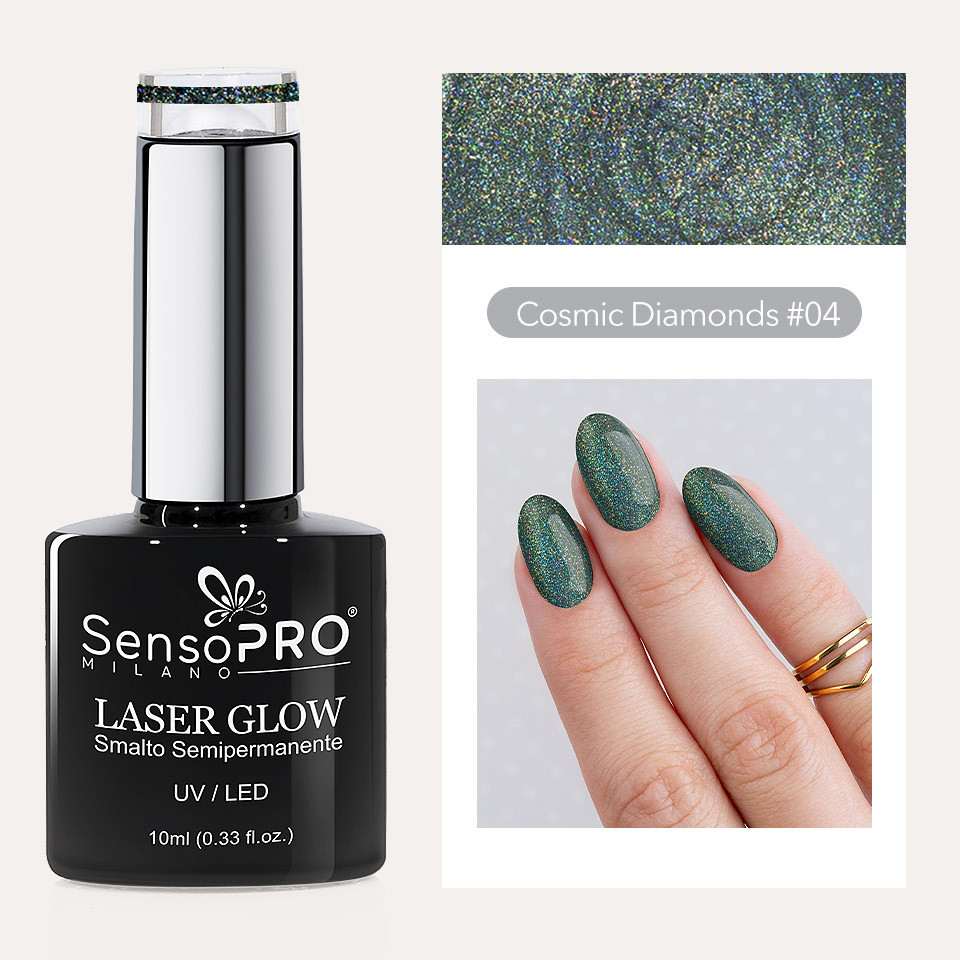 Oja Semipermanenta Holografica Laser Glow SensoPRO Milano 10ml, Cosmic Diamonds #04 - 1 | YEO