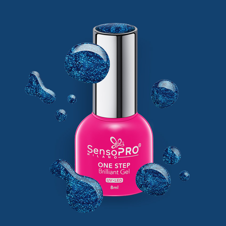 Oja Semipermanenta One Step Brilliant Gel SensoPRO Milano 8ml, Blue Diamond #79 - 1 | YEO