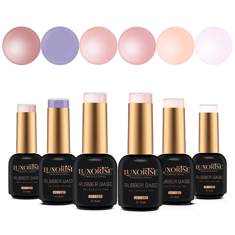 Set 6 Rubber Base 10ml LUXORISE, Glam Crush