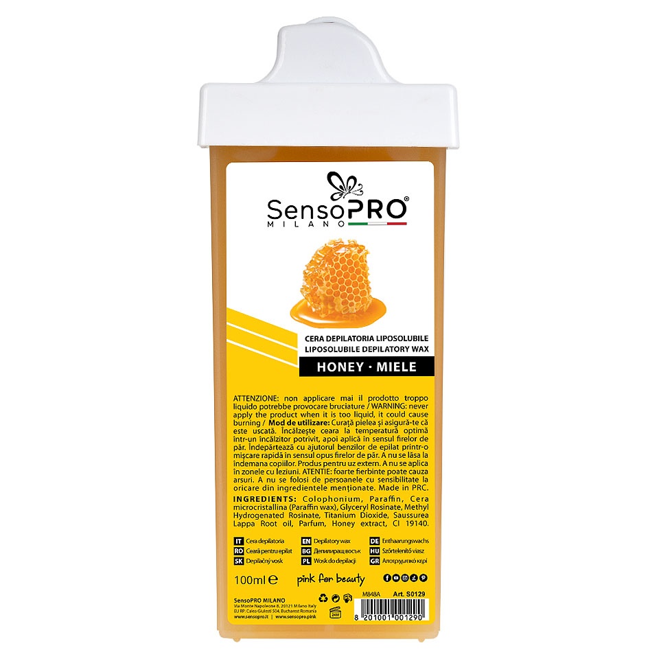 Ceara Epilat Unica Folosinta SensoPRO Milano, Rezerva Honey 100 ml, Aplicator Ingust - 2 | YEO