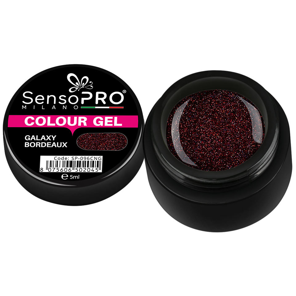 Gel UV Colorat Galaxy Bordeaux 5ml, SensoPRO Milano