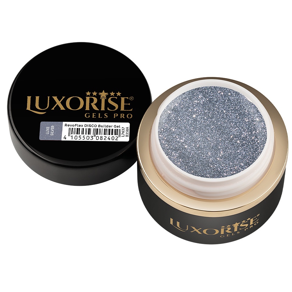 Gel UV Constructie Unghii RevoFlex Disco LUXORISE 15ml, Luxe Silver - 1 | YEO