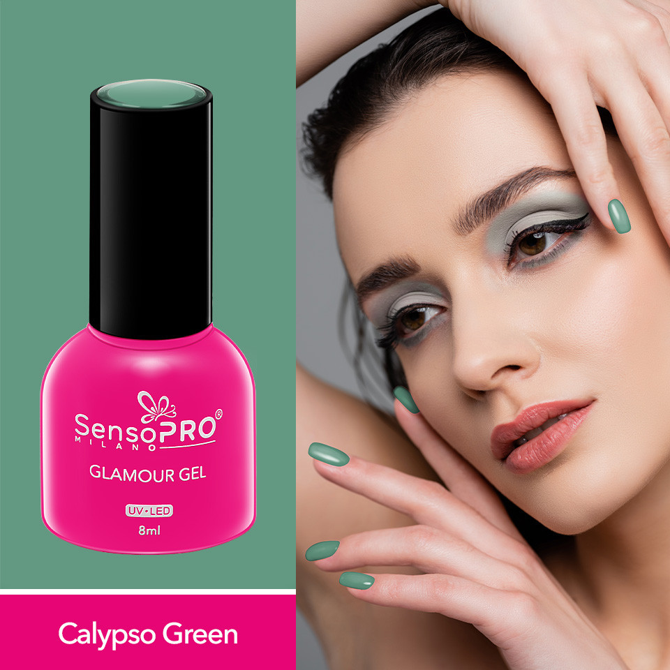 Oja Semipermanenta Glamour Gel SensoPRO Milano 8ml, Calypso Green #104 - 1 | YEO