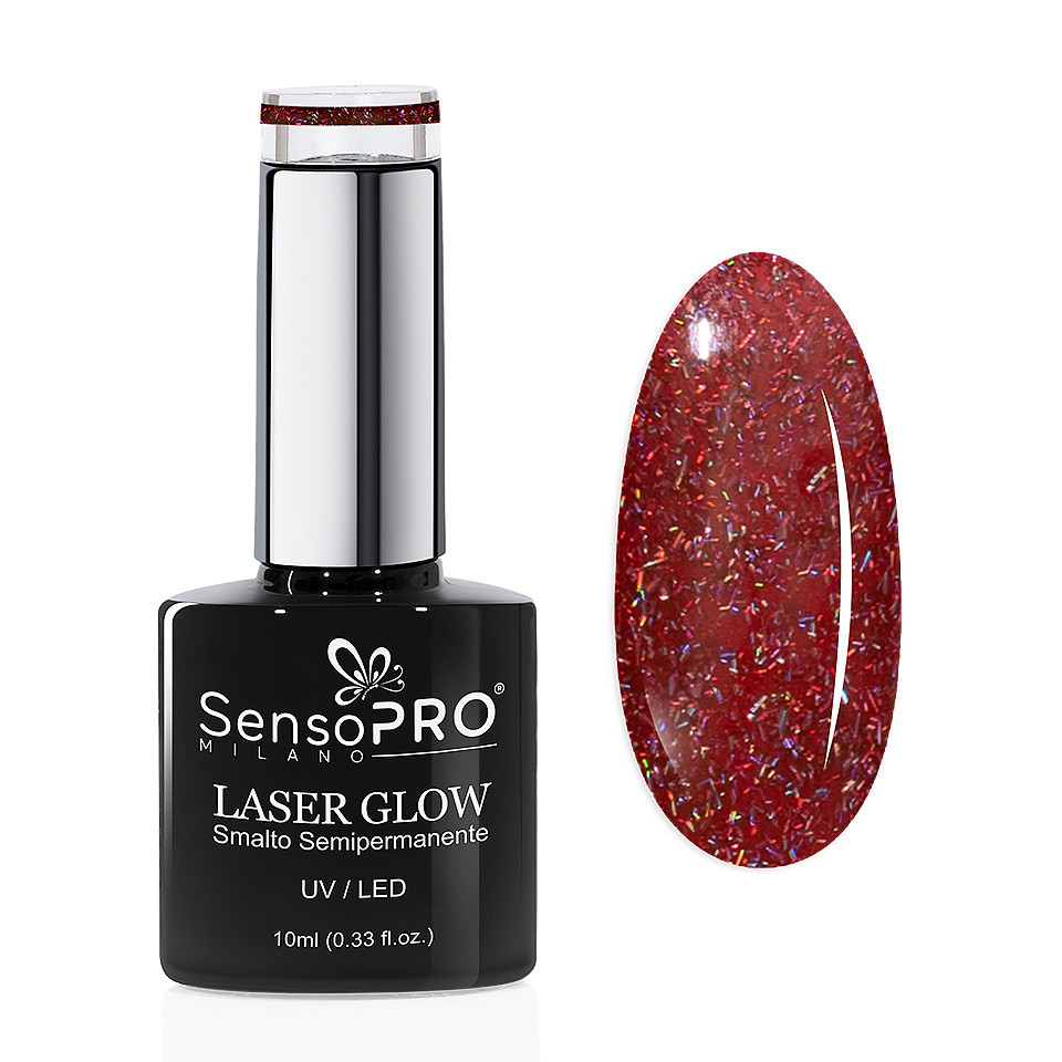 Oja Semipermanenta Holografica Laser Glow SensoPRO Milano 10ml, Red Attraction #28 - 1 | YEO