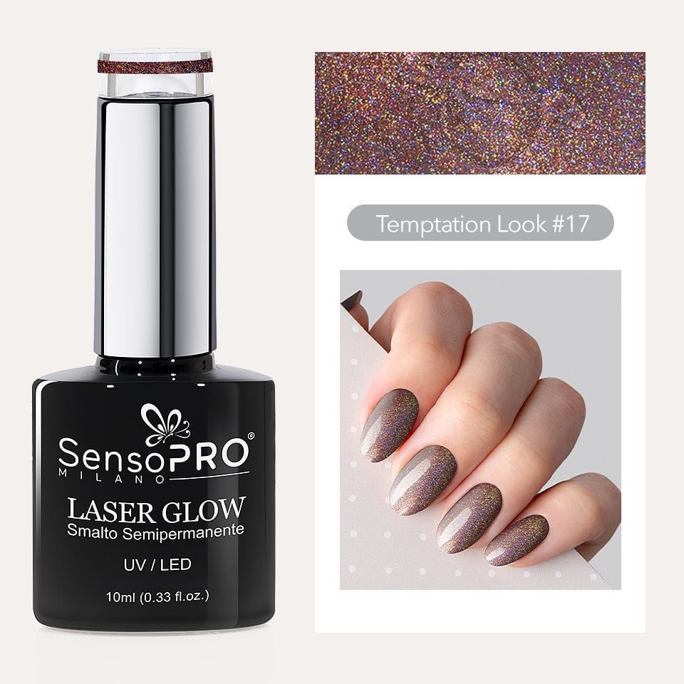 Oja Semipermanenta Holografica Laser Glow SensoPRO Milano 10ml, Temptation Look #17 - 1 | YEO