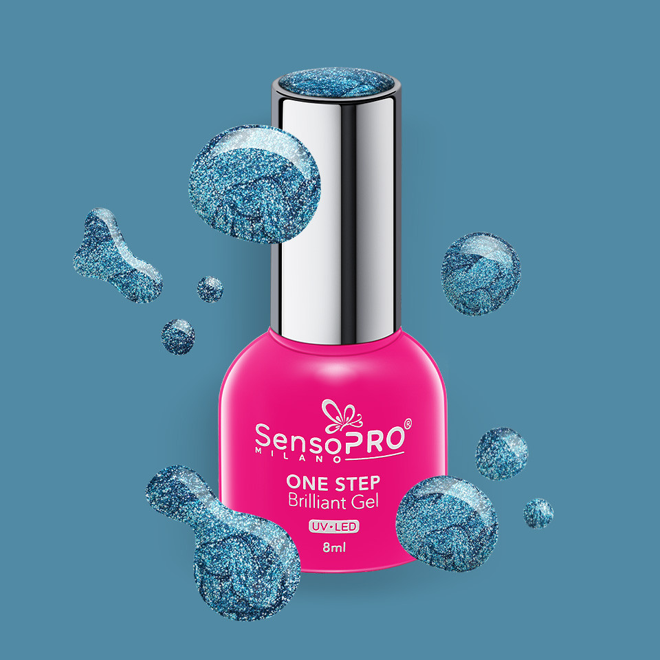 Oja Semipermanenta One Step Brilliant Gel SensoPRO Milano 8ml, Blue Paradise #80 - 1 | YEO