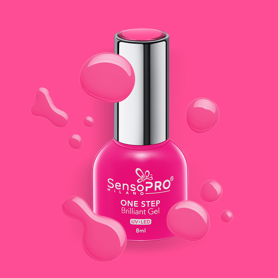 Oja Semipermanenta One Step Brilliant Gel SensoPRO Milano 8ml, Hot Pink #10 - 1 | YEO