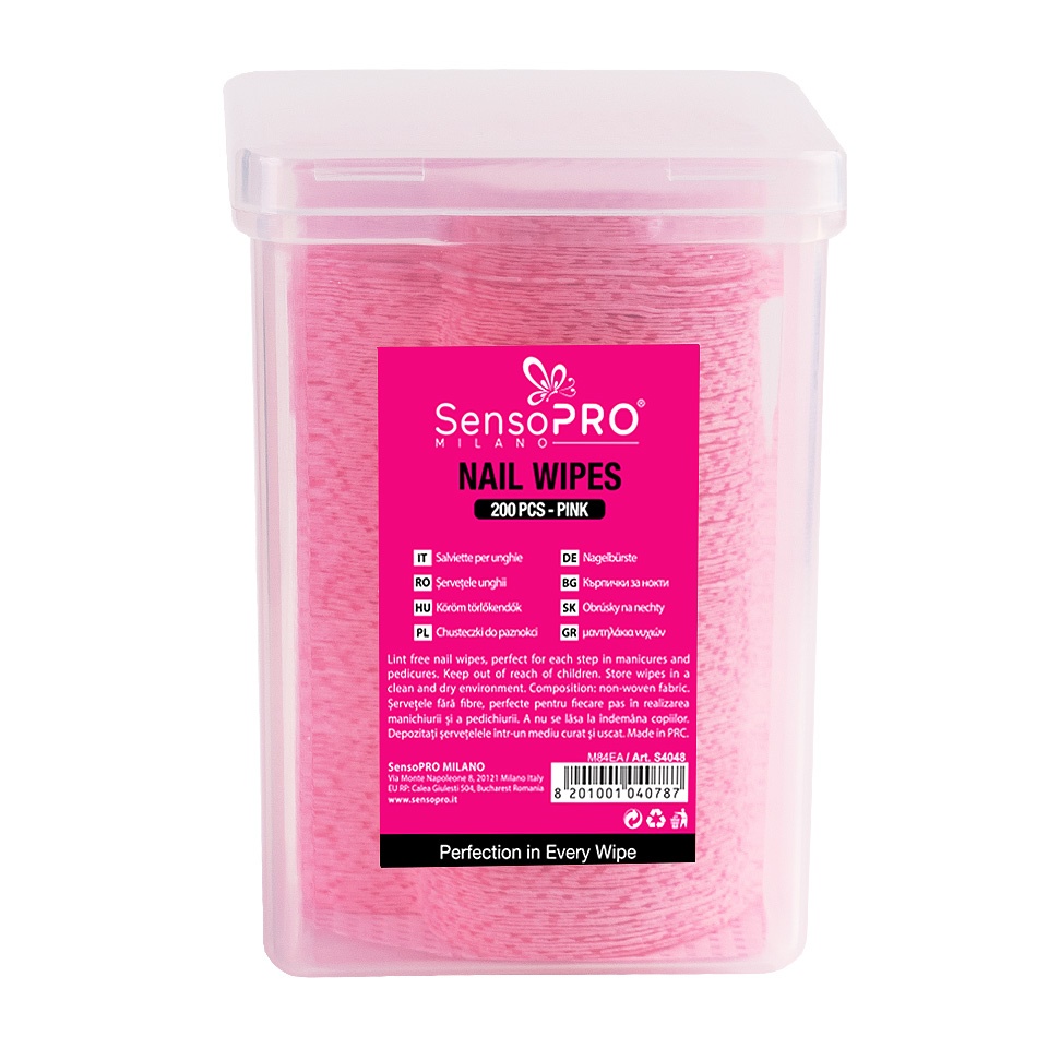 Servetele Unghii Lint Free SensoPRO Milano, 200 buc, Pink Heart