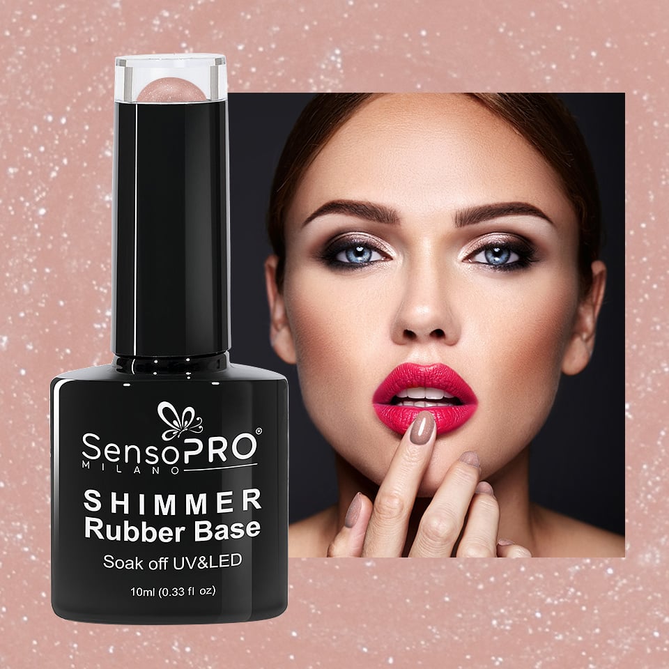 Shimmer Rubber Base SensoPRO Milano - #11 Irresistible Nude Shimmer Silver, 10ml - 1 | YEO