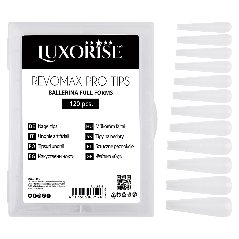 Tipsuri Reutilizabile Polygel & Gel REVOMAX PRO TIPS LUXORISE Ballerina - Full Forms, 120 buc - 3 | YEO