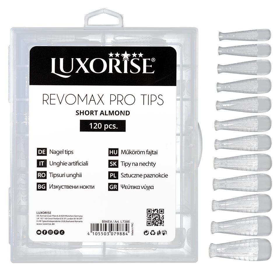 Tipsuri Reutilizabile REVOMAX PRO TIPS LUXORISE Short Almond pentru Polygel si gel, 120 buc - 2 | YEO