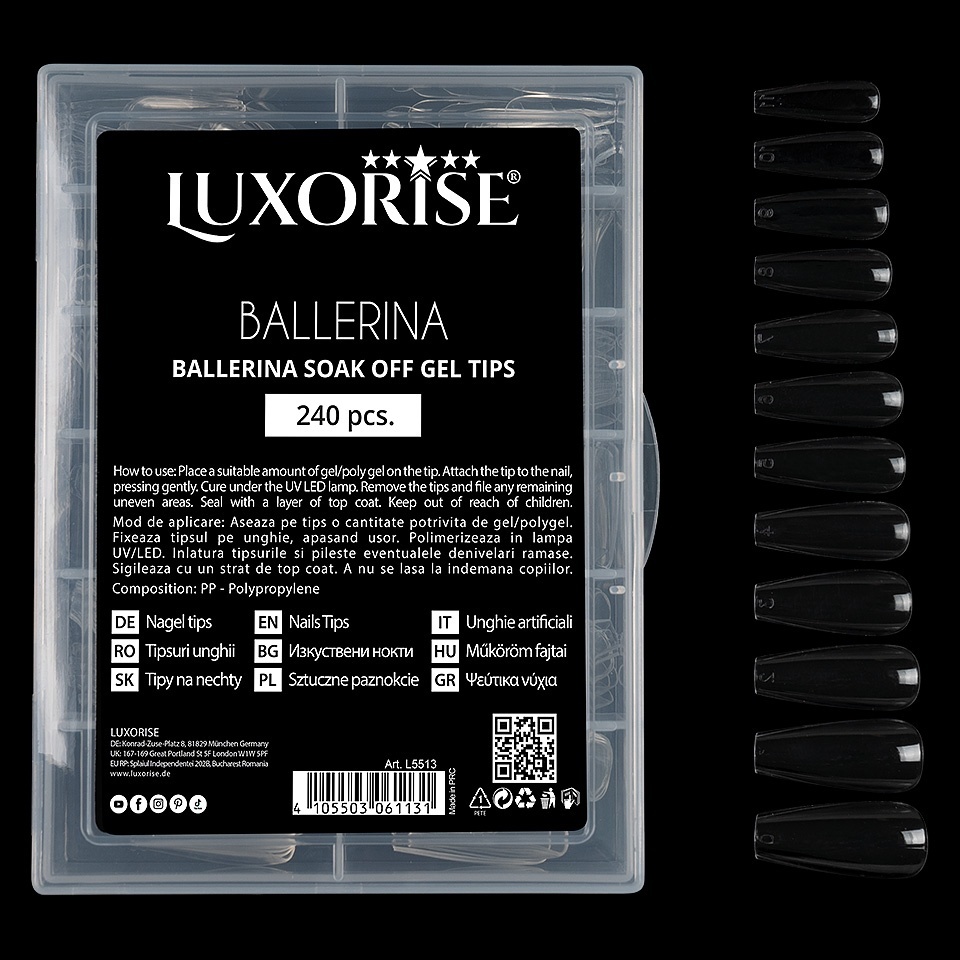 Tipsuri Unghii Dizolvabile Soak Off - Ballerina Full Nail, 240 buc - 1 | YEO