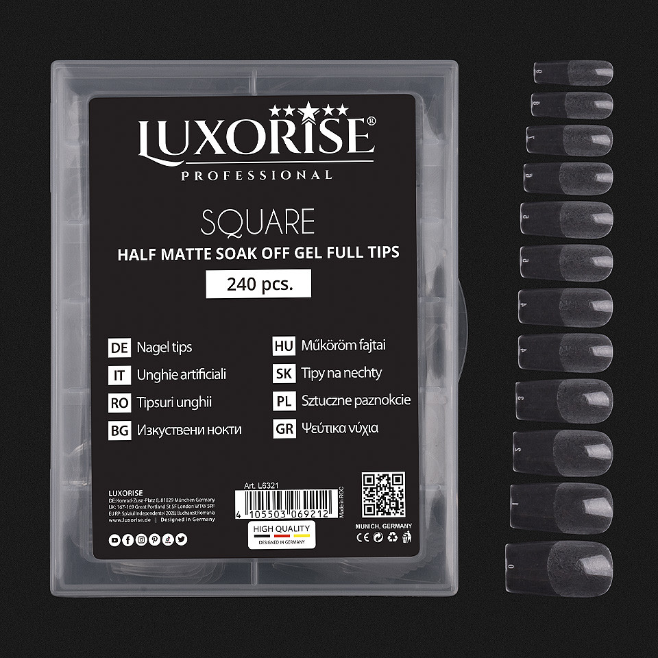 Tipsuri Unghii Dizolvabile Square Soak Off - Half Matte Full Nail, 240 buc - 2 | YEO