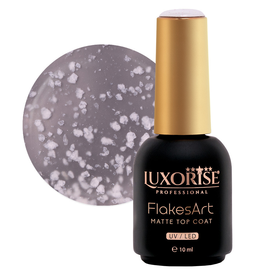 Top Coat LUXORISE - FlakesArt MATTE Snowy Elegance 10ml - 1 | YEO