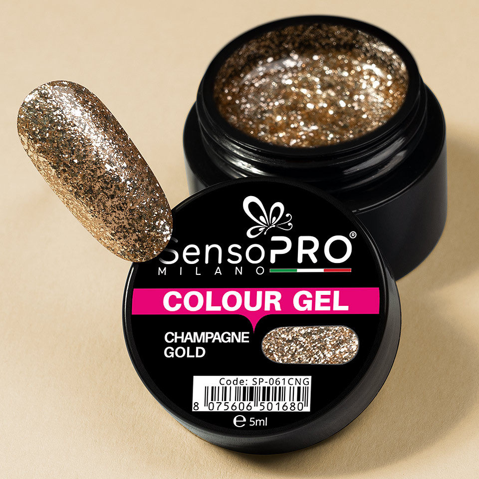 Gel UV Colorat Champagne Gold 5ml, SensoPRO Milano - 2 | YEO