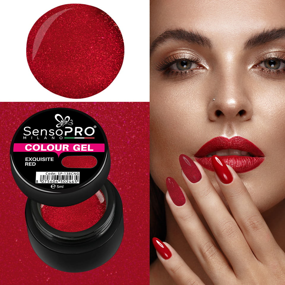 Gel UV Colorat Exquisite Red 5ml, SensoPRO Milano - 2 | YEO